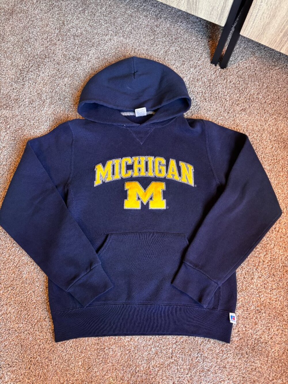 Michigan Russell Athletic Navy Blue Varsity Hoodie Small